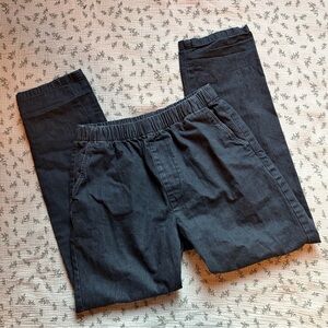 Black Denim Pull-On Pants